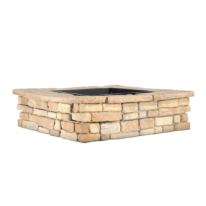 Random Stone Brown Square Fire Pit Kit