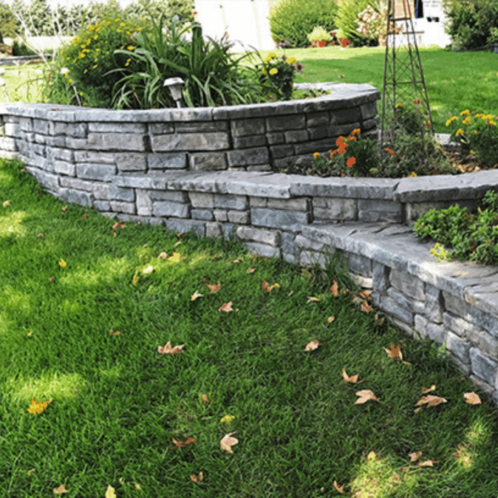 Random Limestone Wall and Flower Bed